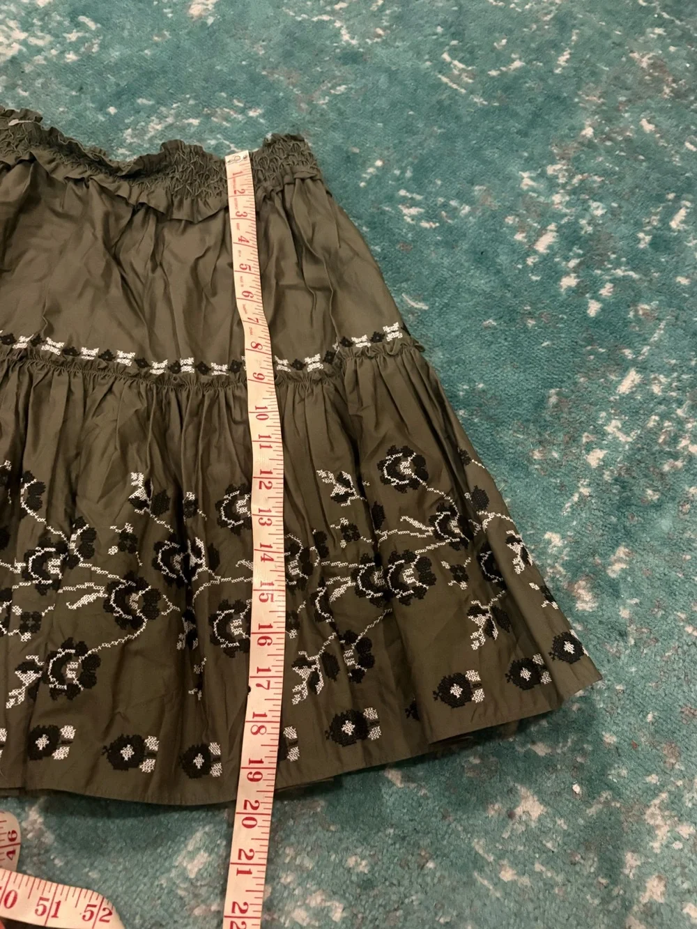 KATE SPADE BROOME STREET Embroidered Floral Poplin Skirt Green Medium